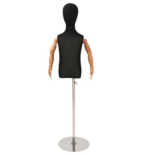 vidaXL Verstellbares 120-150 cm Mannequin mit Basis Unisex PP Schwarz, 42041708