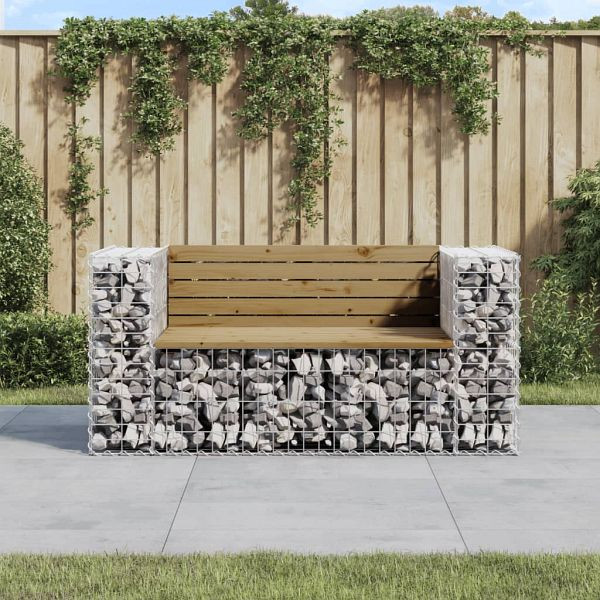 vidaXL Gartenbank aus Gabionen 143x71x65,5 cm Kiefernholz Imprägniert, 834379