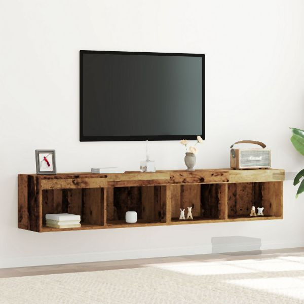 vidaXL TV-Wandregale mit LED-Lichtern Alteiche 80x30x30 cm, 862201