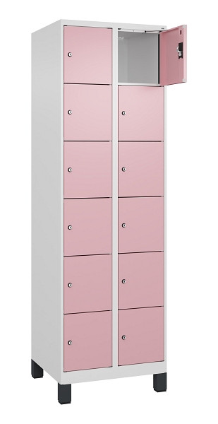 C+P Schließfachschrank Evolo PLUS, mit Füßen, 12 Fächer, 1950x600x500mm, 9016/3, 049010-206 S10018