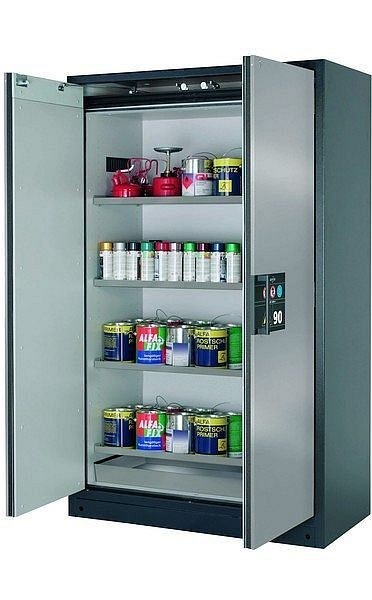 asecos Sicherheitsschrank Q-CLASSIC-90, Q90.195.120 in Silber mit 4x Fachboden (Edelstahl), 30001-049-30011