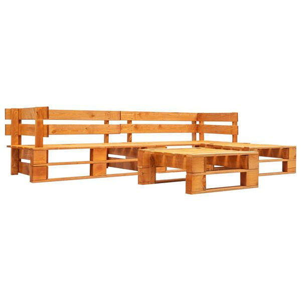 vidaXL 4-teilig Garten-Paletten-Sofagarnitur Holz Honigbraun, 277457