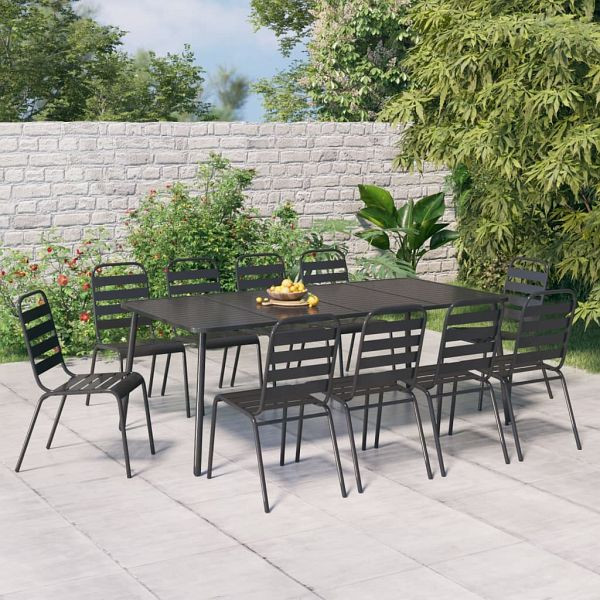 vidaXL 11-teilig Garten-Essgruppe Anthrazit Stahl, 3187996
