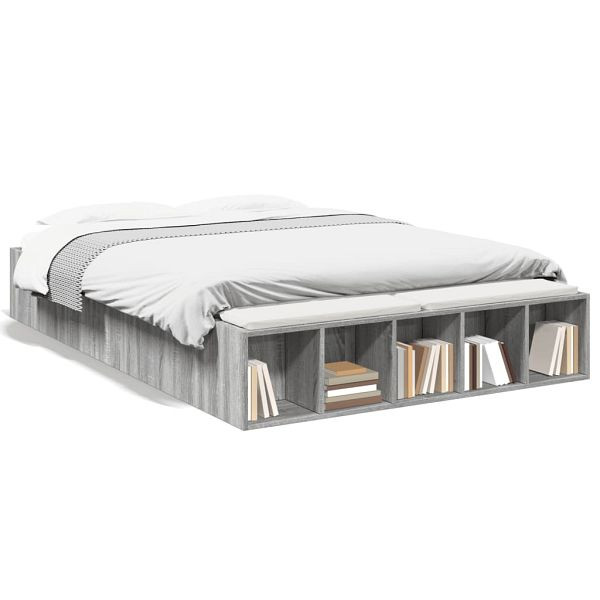 vidaXL Bettgestell Grau Sonoma 140x190 cm Holzwerkstoff, 3280585