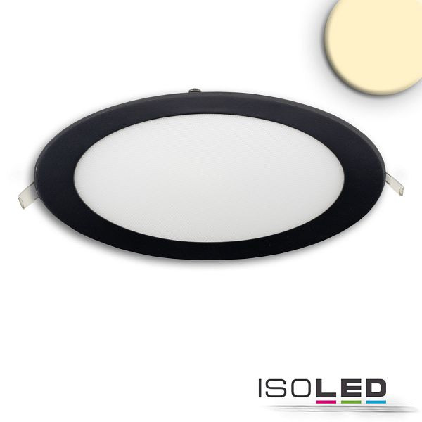 ISOLED LED Downlight, 18W, rund, ultraflach, blendungsreduziert, schwarz, warmweiß, CRI90, 115474