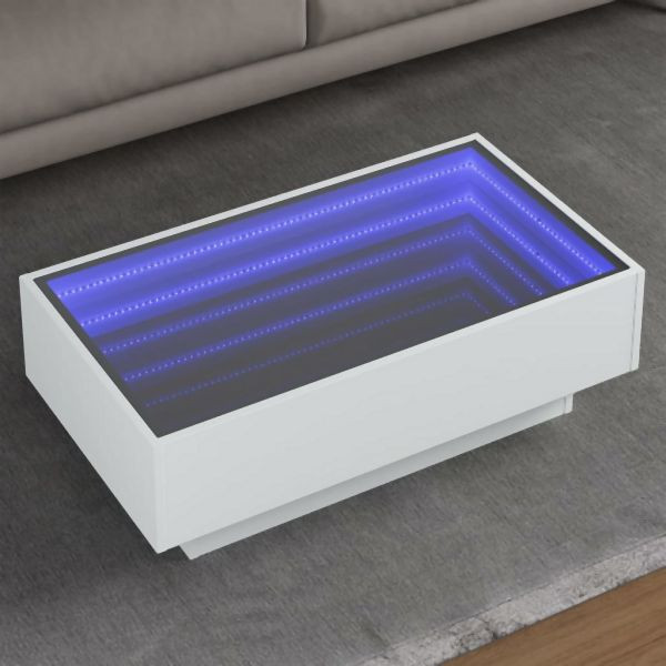 vidaXL LED-Couchtisch Weiß 90x50x30 cm Holzwerkstoff, 847518