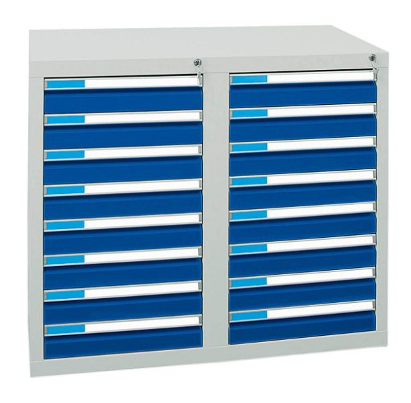 stumpf Schubladenschrank Serie ESTA, RAL 7035/5010, 16 Schubladen (16x100 mm), 7602174