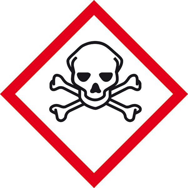 SafetyMarking GHS-Gefahrenpiktogramm, Symbol 06: Totenkopf, BxH 2,6x2,6 cm, Folie, selbstklebend, VE: 500 Stück/Rolle, 31.3545-06