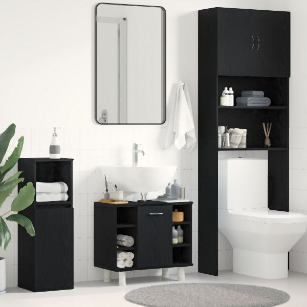 vidaXL Badezimmer Schrank Schwarz Eiche 60x32x54 cm Ingenieuholz, 862514