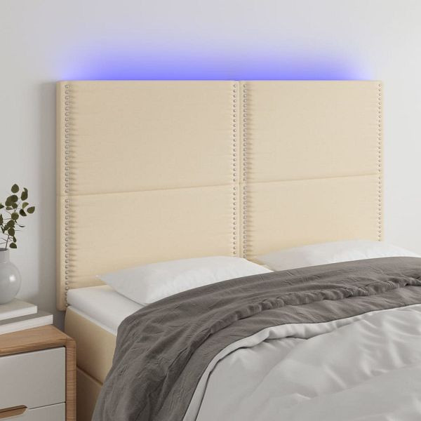 vidaXL LED Kopfteil Creme 144x5x118/128 cm Stoff, 3122287