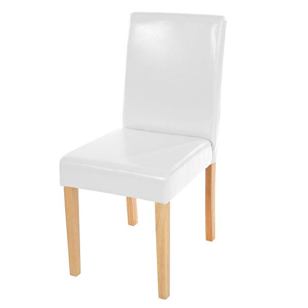 Mendler Esszimmerstuhl Littau, Küchenstuhl Stuhl, Kunstleder, weiß, helle Beine, 74393