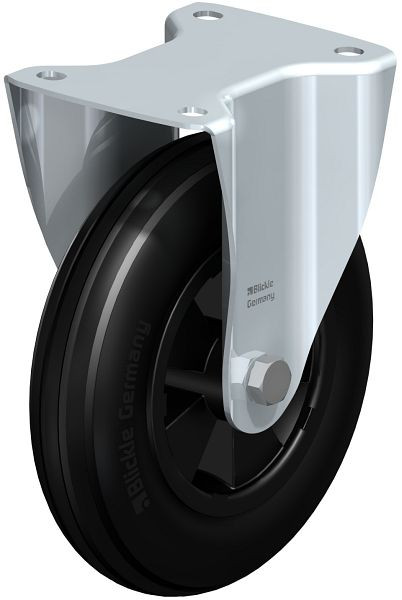 Blickle B-VWPP 200R Stahlblech-Bockrolle, mittelschwere Ausführung, mit Anschraubplatte, Weichgummi, Schwarz, 754251