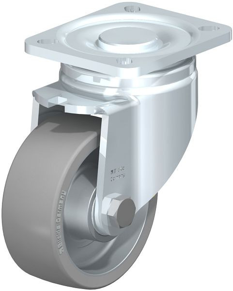 Blickle LH-ALTH 100K-1-AS Stahlblech-Lenkrolle, Schwerlast-Ausführung, mit Anschraubplatte, Blickle Extrathane®, Grau, 652172