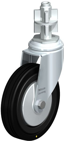 Blickle LKRA-VPA 125K-11-EL-FA-E17 Apparate-Lenkrolle mit Expander, Vollgummi, Schwarz, 750809