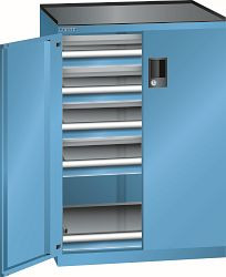 LISTA Schubladenschrank 36x27E (BxTxH) 717x600x1020mm CODE Lock, Lichtblau 5 Schubladen, Tragkraft Schubladen: 75kg, 79.420.010.C