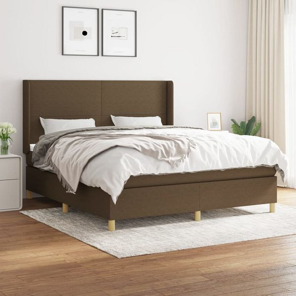 vidaXL Boxspringbett mit Matratze Dunkelbraun 180x200 cm Stoff, 3131852