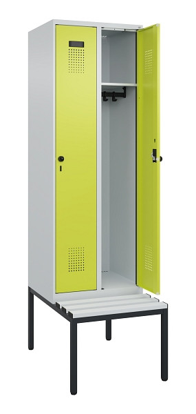 C+P Spind Evolo PLUS, 2 Abteil, 2120x600x815mm, 7035/0024, Drehriegel, Sitzfläche Kunststoff, Sitzbank, 0490507-20 S10069