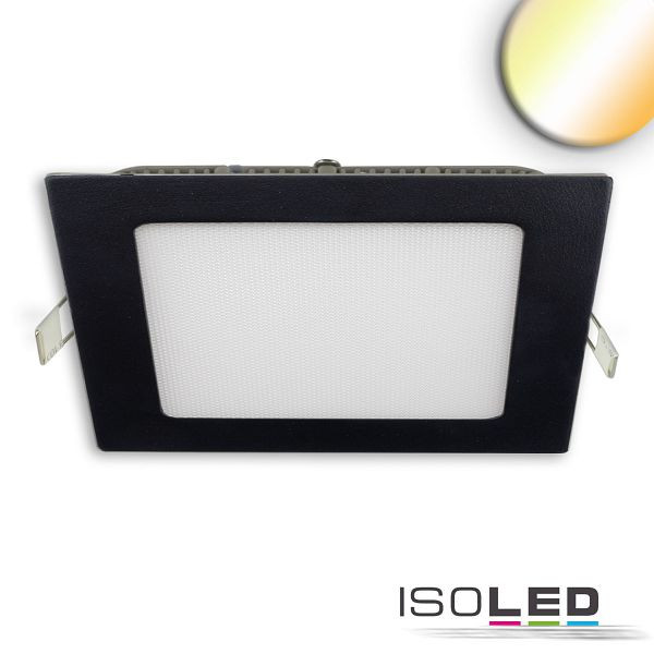 ISOLED LED Downlight, 18W, eckig ultraflach schwarz, 225x225mm, ColorSwitch 3000/3500/4000K, dimmbar, 115600