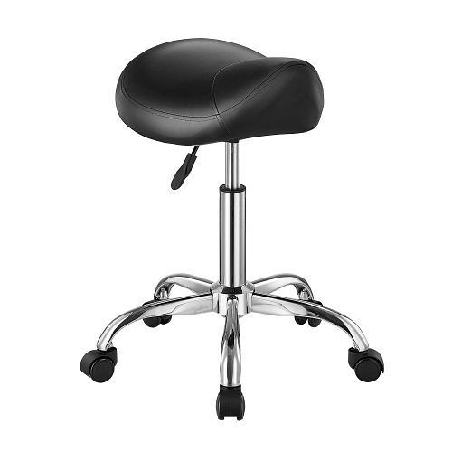 VEVOR Sattelhocker 204 kg belastbar, höhenverstellbar (55-71 cm), PU-Leder, ergonomisch, Salon Spa Massage Klinik, Schwarz, MADHSJSMADWK1IEB9V0