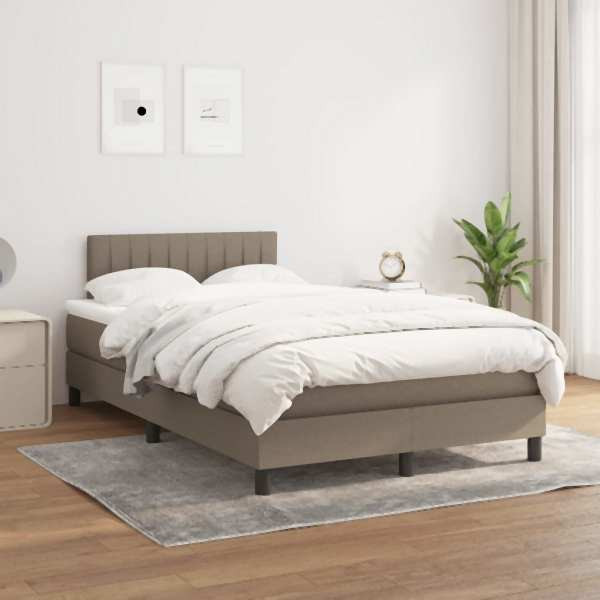 vidaXL Boxspringbett mit Matratze Taupe 120x200 cm Stoff, 3140205