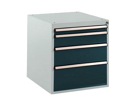 Manuflex Schubfachschrank BASETEC Stationär, Nutzhöhe 500 mm mit 4 Schubfächern, in anthrazit RAL 7016, SP1140.7016