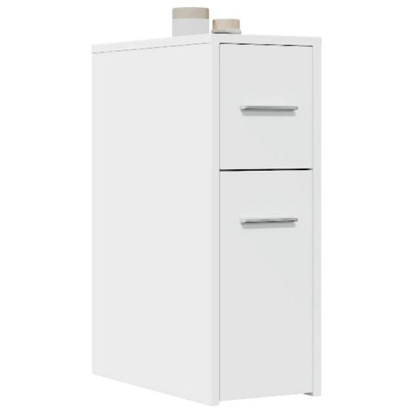 vidaXL Badschrank Schmal mit Rollen Weiß Holzwerkstoff, 855277