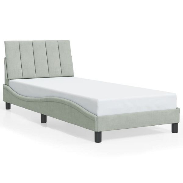 vidaXL Bettgestell mit Kopfteil Hellgrau 90x200 cm Samt, 3207825
