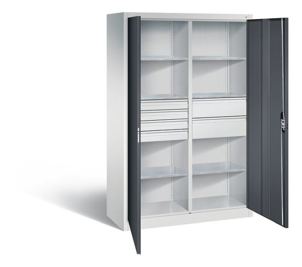 C+P Werkzeugschrank Acurado, H1950xB1200xT500mm, Farbe: Lichtgrau / Schwarzgrau, Muldengriff, 8931-3041 S10296