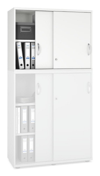 Deskin Schiebetüren-Aufsatzschrank MULTI M pro, Dekor: Weiß, BxHxT: 1000 x 750 x 420 mm, 250553
