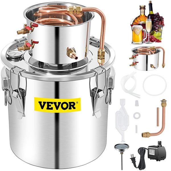 VEVOR Moonshein Still Destillierer 50L Einzelnes Kondensationsfass Wasserpumpe, ZLQDLNTDBO50LUXNMV2
