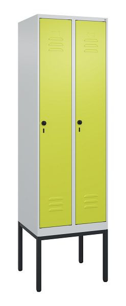 C+P Umkleidespind Classic PLUS mit Mitteltrennwand, Gestell, 2 Abteile, 2120x600x500mm, 7035/0024, Drehriegel, 0800307-20F S10010