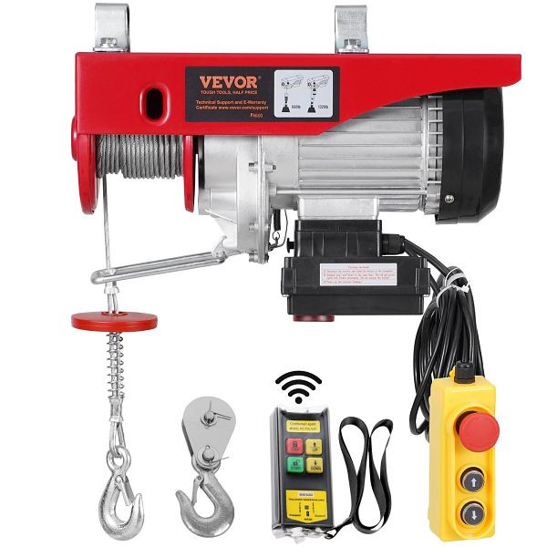 VEVOR Elektrische Seilhebezug Seilwinde Hebezug 2x Fernbedienung 600kg 12m, DDGSSHLYXWXS5L5MUV2