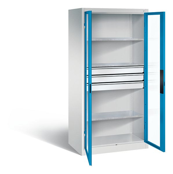 C+P Werkzeugschrank Acurado, H1950xB930xT600mm, Farbe: Lichtgrau / Lichtblau, Muldengriff, 8922-5530 S10049
