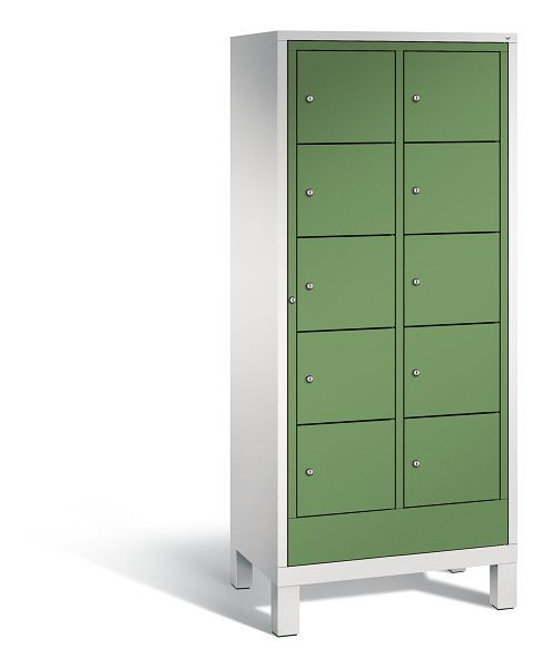 C+P Wäsche-Sammelschrank Evolo, 2 Abteile, H1850xB810xT500 mm, Grau/Resedagrün, 48060-205 S10053