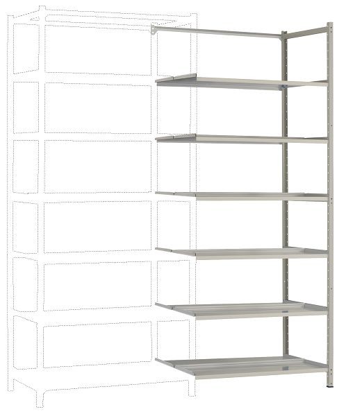 Manuflex Bürodoppel-Anbauregal mit 6 pulverbeschichteten Stahlböden, HxBxT = 2250 x 960 x 600 mm, RA3294.7035