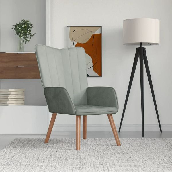 vidaXL Relaxsessel Hellgrau Samt, Top-Qualität, Stahl, 327655