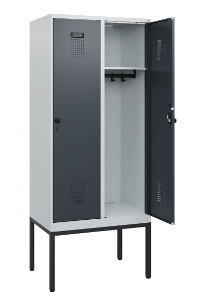 C+P Spind Evolo PLUS, Gestell, 2 Abteile, 1950x800x500mm, 7035/7016, Drehriegel, 0490305-22 S10012
