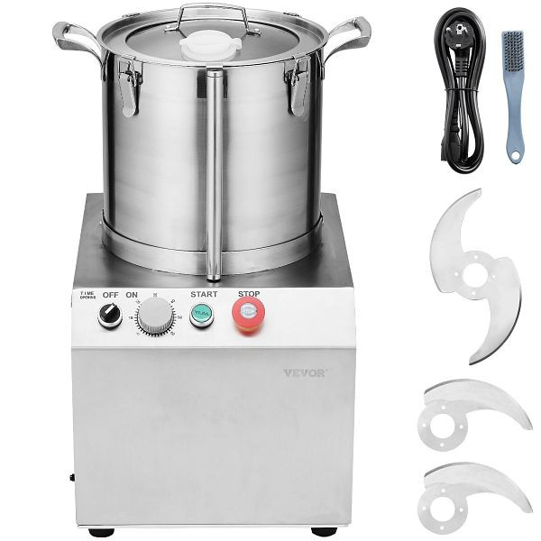 VEVOR Küchenmaschine Gemüsezerkleinerer Lebensmittelechter Edelstahl-Mixer, 15L, SYSPQSJ15L14I3H4QV2