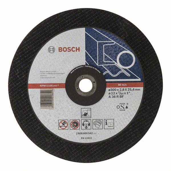Bosch Trennscheibe gerade Expert for Metal A 36 R BF, 300 mm, 25,40 mm, 2,8 mm, VE: 10 Stück, 2608600542