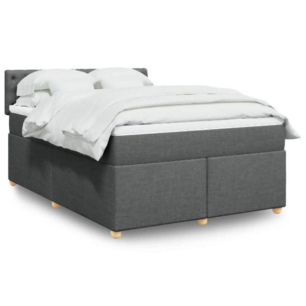 vidaXL Boxspringbett mit Matratze Dunkelgrau 160x200 cm Stoff, 3286739