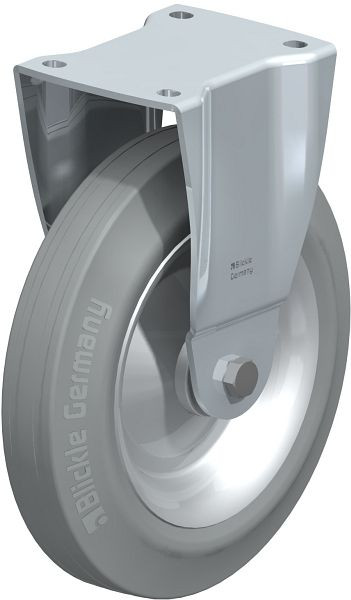 Blickle BH-V 252R-SG Stahlblech-Bockrolle, Schwerlast-Ausführung, mit Anschraubplatte, Vollgummi, Grau, 654681