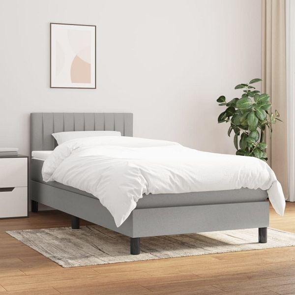 vidaXL Boxspringbett mit Matratze Hellgrau 100x200 cm Stoff, 3140193