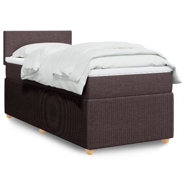 vidaXL Boxspringbett mit Matratze Dunkelbraun 90x200 cm Stoff, 3289635