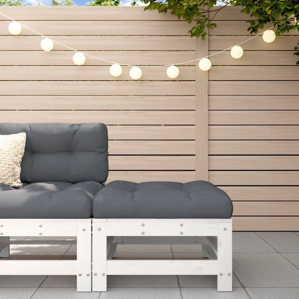 vidaXL Gartenhocker mit Kissen Weiß Massivholz Kiefer, 825668