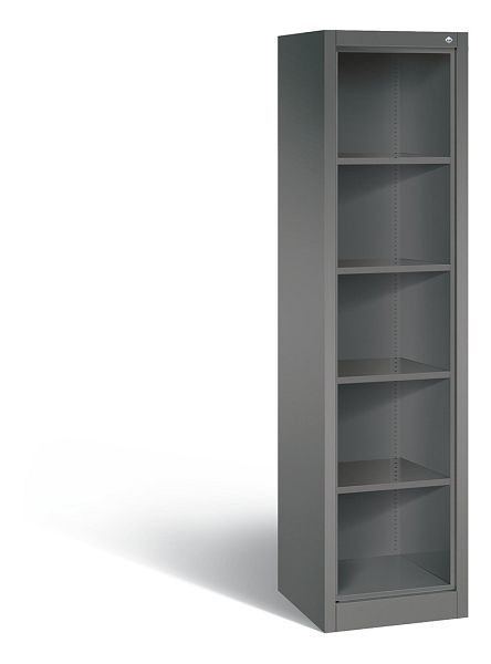 C+P Stahlregal mit Rückwand Acurado, H1950xB502xT500mm, Farbe: Vulkangrau, 5 OH, 9135-000 S10008