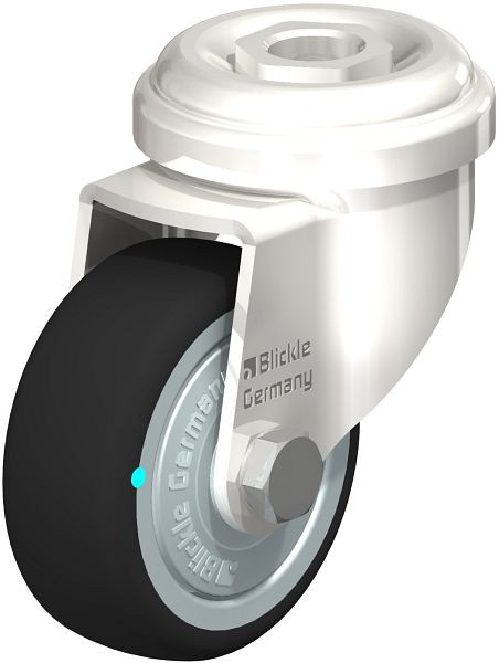 Blickle LRXA-PATH 50KD-FK Edelstahl-Apparate-Lenkrolle mit Rückenloch, Thermoplastisches Polyurethan, Grau, 760905