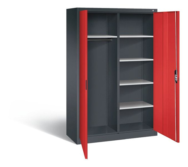 C+P Akten-/Garderobenschrank Acurado, H1950xB1200xT500mm, Farbe: Schwarzgrau / feuerrot, Muldengriff, 9480-30 S10022