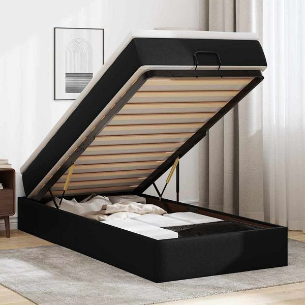 vidaXL Ottoman-Bett mit Matratze Schwarz 90x190 cm Kunstleder, 3311011