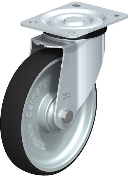 Blickle L-PATH 200K Stahlblech-Lenkrolle, mittelschwere Ausführung, mit Anschraubplatte, Thermoplastisches Polyurethan, Grau, 847026