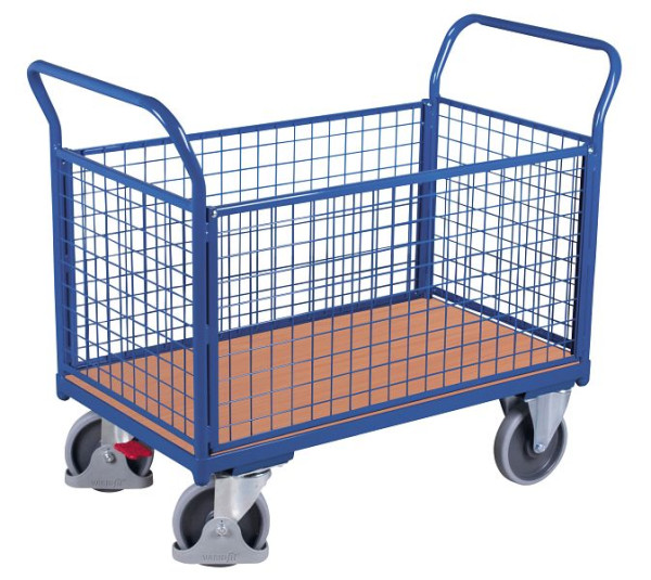 VARIOfit Vierwandwagen mit Draht, Ladefläche: 850 x 450 mm, RAL 5010 enzianblau, sw-500.401
